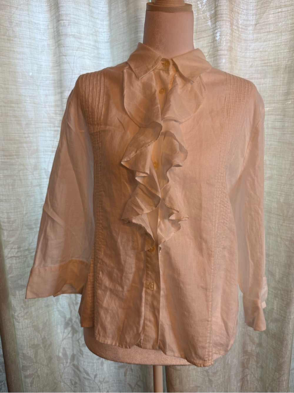 Ralph Lauren Linen Ruffle Poet Blouse
